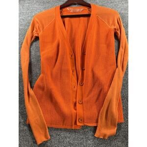 Reed Krakoff Orange Ribbed Cardigan Button Sweater Silk Cashmere Blend Size S